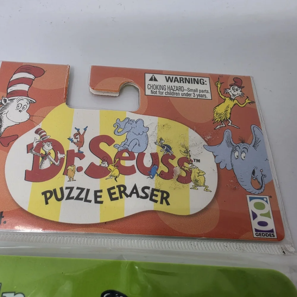 Dr Suess Puzzle Erasers Thing 1 & 2 Horton Hears a Who Green Eggs and Ham Lot 3